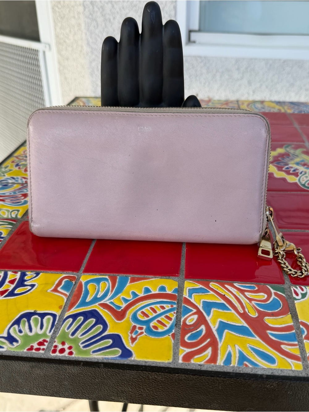 Chloe Bicolor Leather Zip Around Long Wallet